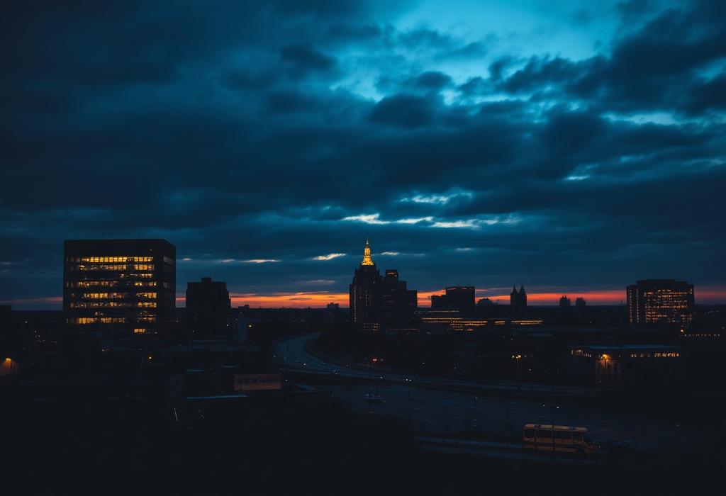 Cardiff skyline at dusk